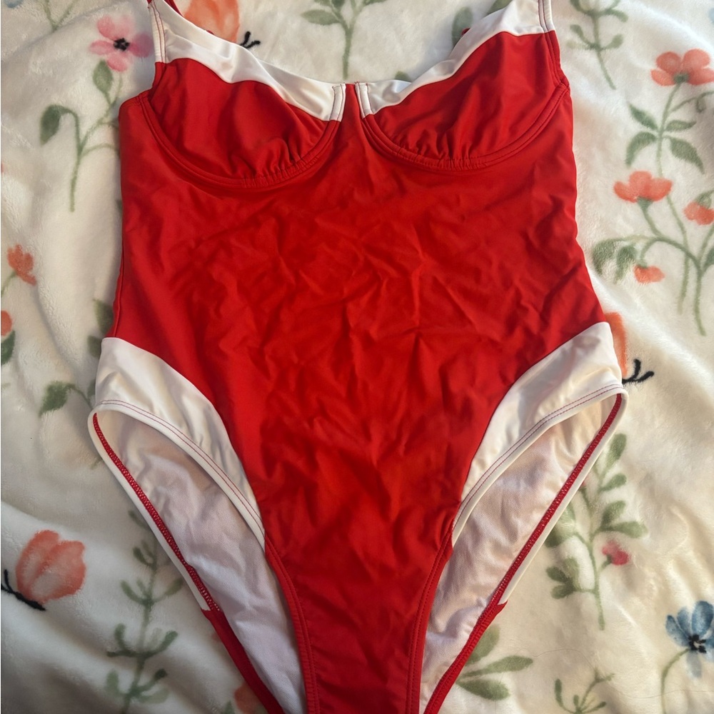 Wild Fable Red and White One Piece Swimsuit